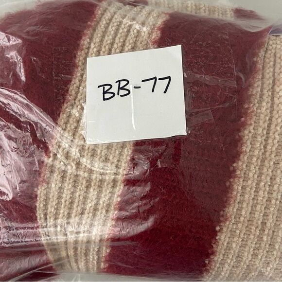 Sadie & Sage Red & Cream Striped Fuzzy Chunky Sweater Boho Holidays Cozy Large - Picture 11 of 11